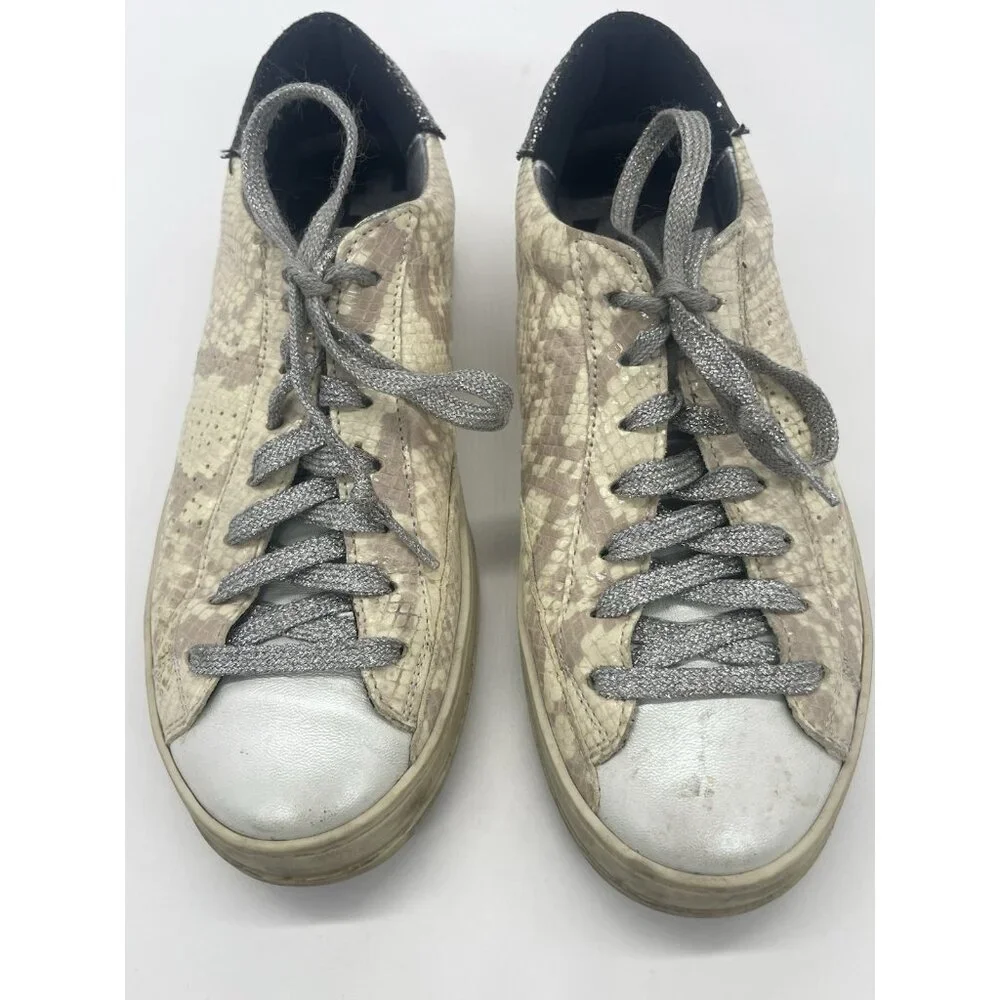 P448 John Women's Sneakers Sz 39 Leather Snake Print Shoes‎ Designer Casual